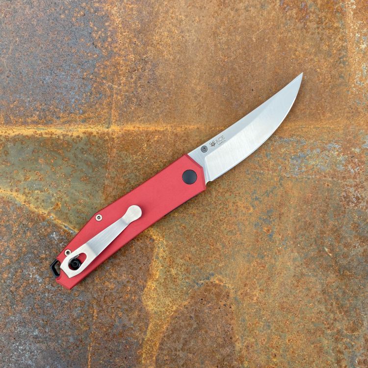 GiantMouse ACE Clyde Red Aluminum N690 Satin Blade Folding Knife
